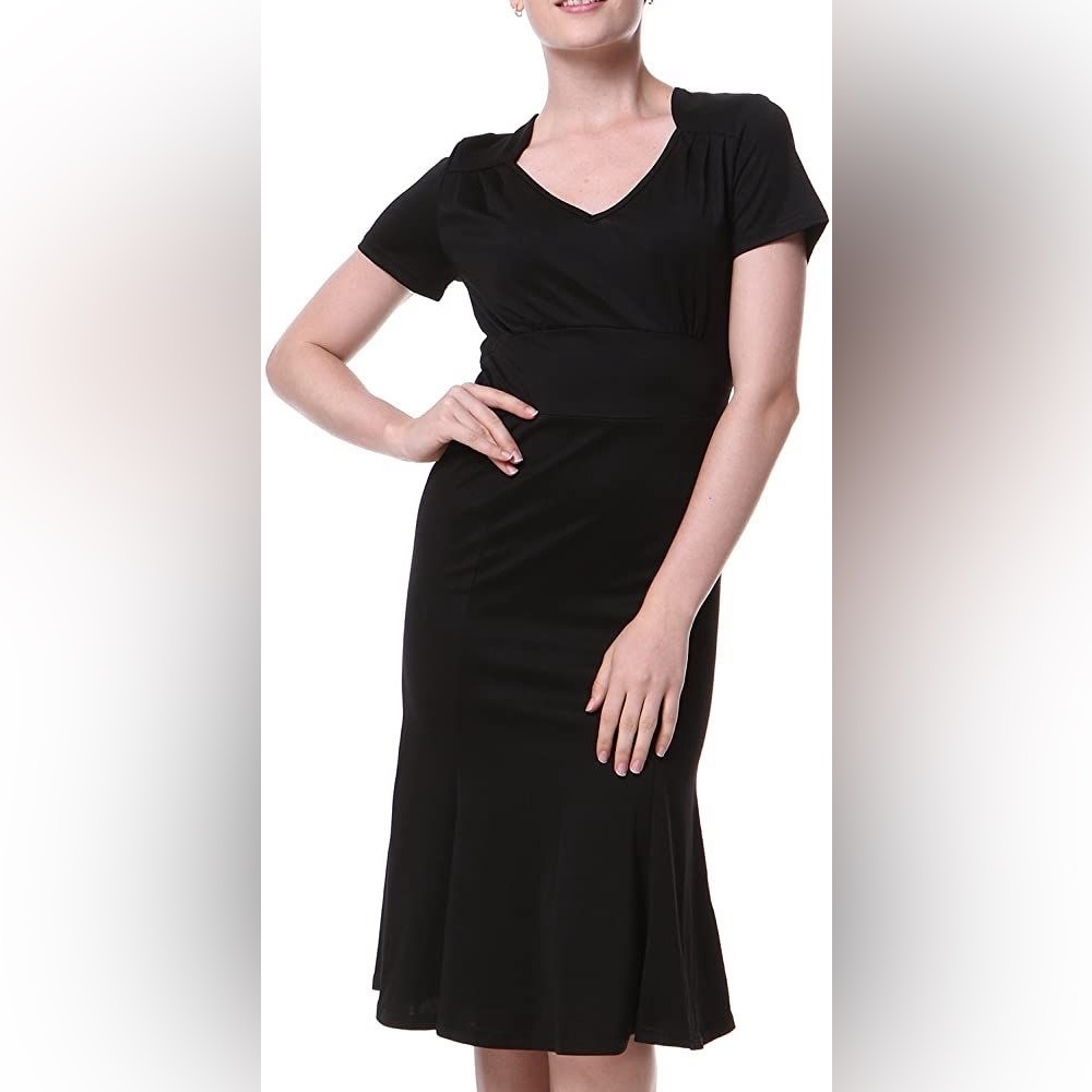 Black Retro Fitted Pencil Dress, Size: Small, NWT
